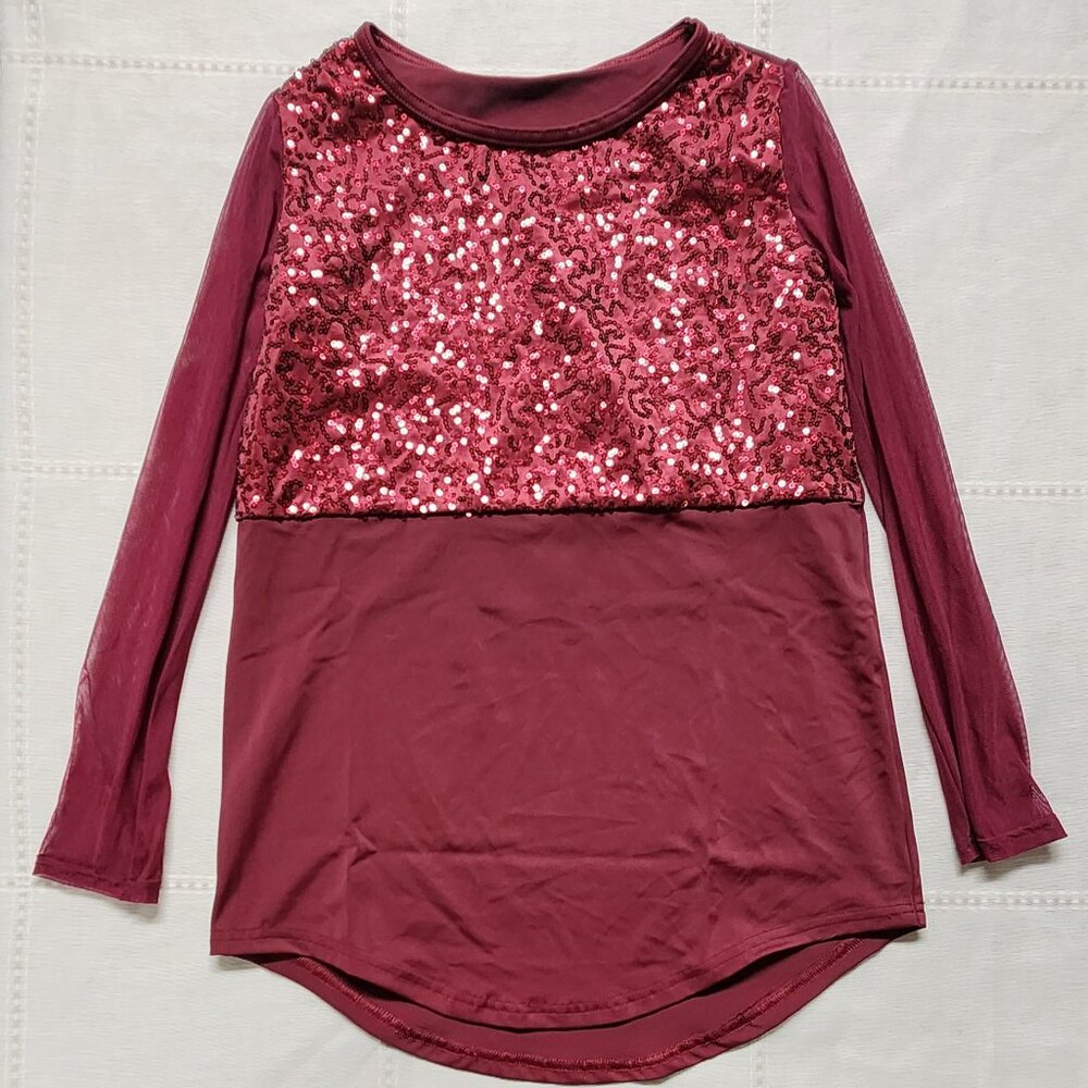 Weissman Burgundy Sequin Long Sleeve Top Girls Size 7 IC